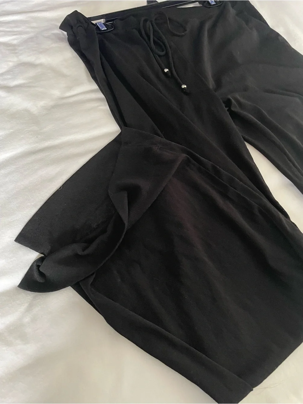Black Wide-Leg Sheer Drawstring Beach Pants by J Valdi
